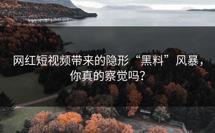 网红短视频带来的隐形“黑料”风暴，你真的察觉吗？